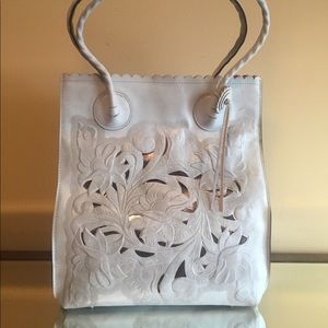 Patricia Nash Light Grey Tooled Leather Cavo Tote